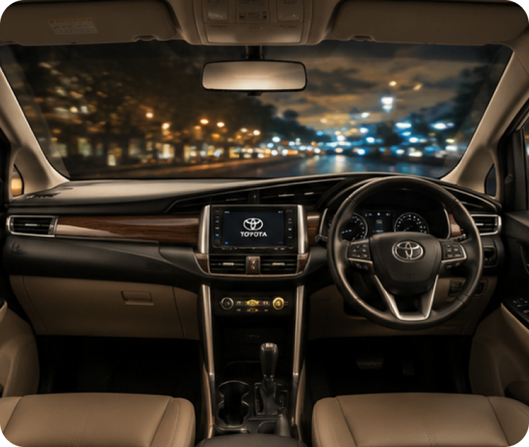 Spacious legroom in Toyota Innova car rental in Delhi